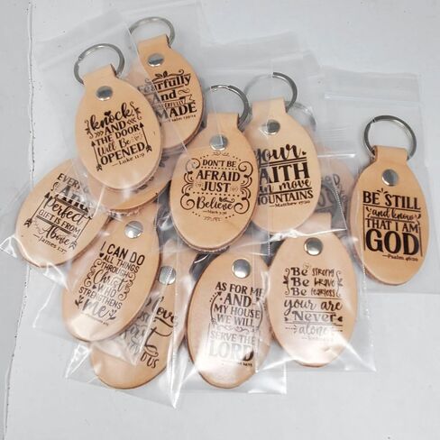 10 Pack Natural Leather Keychains - Blank Stamping Ready Keyrings | Stamping , Tooling, Embossing, Engraving and Painting ready in Saudi Arabia
