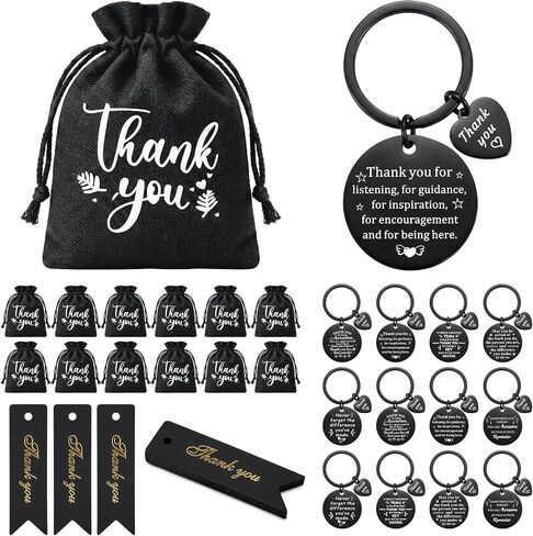 BOBOKA 36/72 Pcs Employee Appreciation Gifts Bulk for Coworker Staff Thank You Keychain with Drawstring Bags and Cards in Saudi Arabia