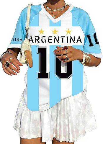 Soccer Cup 2026 Shirt Women Oversized Mexico Jersey Argentina Brazil Shirts USA Football Shirts Mesh V Neck Tops in Saudi Arabia