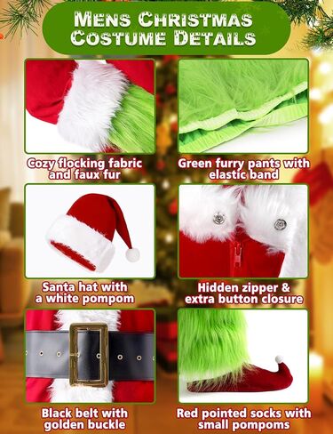 ACH Christmas Costume Adults Men Santa Claus Suit 7PCS Deluxe Professional Furry Xmas Halloween Cosplay Outfit for Adult Set in Saudi Arabia