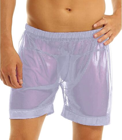 Mens Sexy Underwear Breathable Mesh Low Waisted Boxer Briefs See Through Silk Boxer Pouch Lingerie Underpants in Kuwait