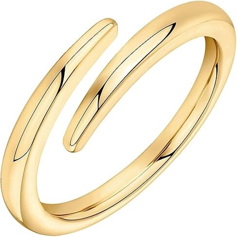 14K Gold Plated Open Twist Hoop Ring, Size 5-10 Rings for Women, Dainty Wedding Band Gifts, Sparkling Cubic Jewelry, Adjustable Stackable Ring Gold in Saudi Arabia
