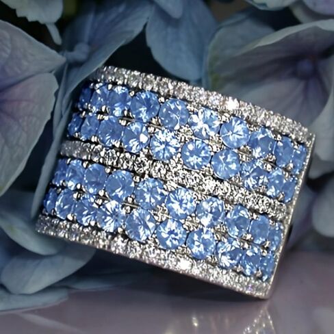 Luxury Full Paved Two Tone Synthetic Gemstone Rings for Women Daily Banquet Party Fashion Wide Rings Jewelry in Kuwait