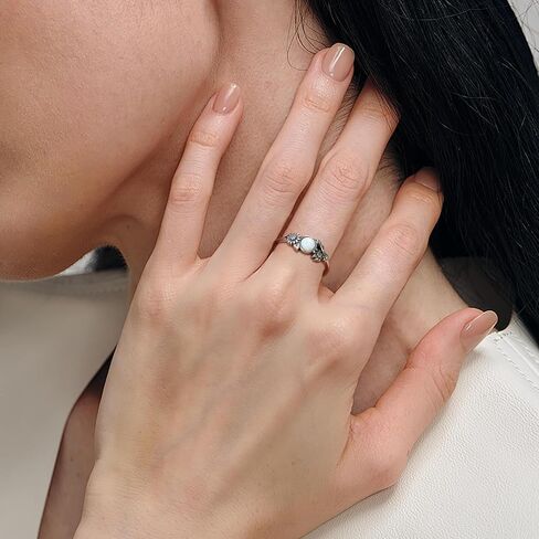 Vintage Flower Opal Ring 925 Sterling Silver for Women - Jewelry Gifts for Her in Kuwait