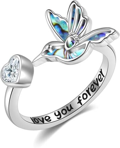 Animal Ring 18K Whited Gold Plated Hummingbird/Highland Cow Adjustable Open Thumb Ring Animal Jewelry Gift for Women in Saudi Arabia