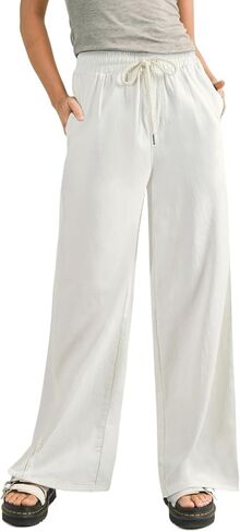 Sidefeel Women's Wide Leg Baggy Jeans High Waisted Elastic Waist Loose Fit Drawstring Long Denim Pants in Kuwait
