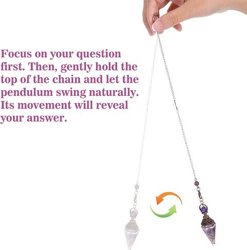 cobee 3PCS Crystal Pendulum for Dowsing, NaturalStone Pendulum Crystal with Chain Spiritual Pointed Crystals Divination Tools Wiccan Energy Pendant Reiki Witchcraft Supplies in Kuwait