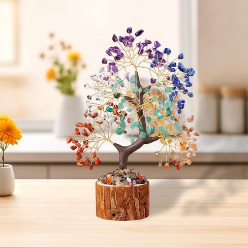 Handmade Crystal Tree of Life Decor - Gemstone Money Tree for Positive Energy, Unique Gift for Women, Mom, Wife | Home & Office Desk Decor in Kuwait