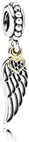 Angel Wing Heart Bead Charm Authentic 925 Sterling Silver Charms Compatible with Pandora & Similar Bracelets, Necklaces & DIY Jewelry Gold Plating in Saudi Arabia