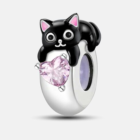 1pc 925 Silver Fashionable black cat Beads Charms Fit DIY Jewelry Matching And Daily Outfit Decoration Gift For Women in Kuwait