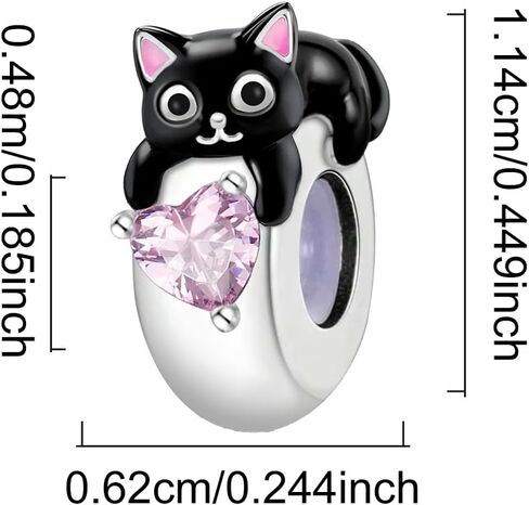 1pc 925 Silver Fashionable black cat Beads Charms Fit DIY Jewelry Matching And Daily Outfit Decoration Gift For Women in Kuwait