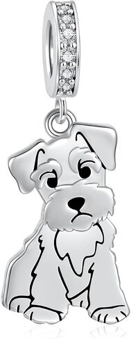 Silver Dog Charms for Bracelet or Necklace - German Shepherd Schnauzer Puppy Bead Charm Jewelry Gift for Women Dog Lovers in Saudi Arabia
