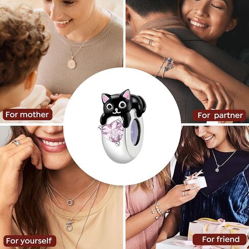 1pc 925 Silver Fashionable black cat Beads Charms Fit DIY Jewelry Matching And Daily Outfit Decoration Gift For Women in Kuwait