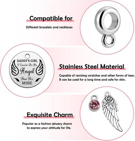 Heigebi Memorial Gifts for Loss of Dad Dangle Charms for Bracelets Necklace In Memory of Daddy Remembrance Keepsake Jewelry for Daughter Son Loss of Father Sympathy Bereavement Gifts in Saudi Arabia