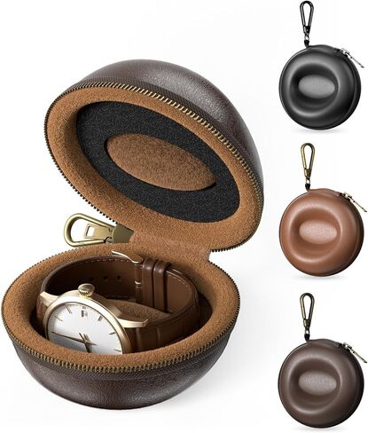 ProCase Espresso 8 Slot Watch Box and Espresso Single Watch Travel Case Bundle, Watch Storage and Travel Protection in Kuwait
