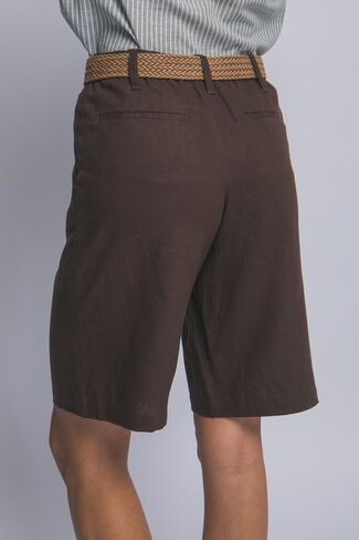 Love Tree Women's High-Waisted Wide Leg Bermuda Linen Shorts with Belt in Saudi Arabia