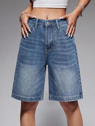 Women Jorts Baggy Jeans Shorts Mid-Low Waisted Denim Y2K Hip-Hop Shorts Summer Hot Short Pants Streetwear in Kuwait