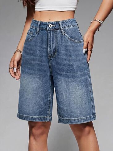 Women Jorts Baggy Jeans Shorts Mid-Low Waisted Denim Y2K Hip-Hop Shorts Summer Hot Short Pants Streetwear in Kuwait