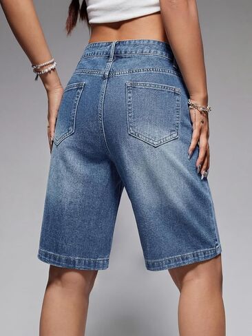 Women Jorts Baggy Jeans Shorts Mid-Low Waisted Denim Y2K Hip-Hop Shorts Summer Hot Short Pants Streetwear in Kuwait