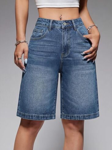 Women Jorts Baggy Jeans Shorts Mid-Low Waisted Denim Y2K Hip-Hop Shorts Summer Hot Short Pants Streetwear in Kuwait