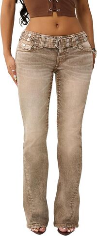 True Religion Women’s Becca Belted Cargo Bootcut Jeans – Low Rise in Saudi Arabia