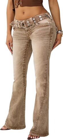 True Religion Women’s Becca Belted Cargo Bootcut Jeans – Low Rise in Saudi Arabia