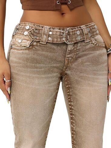 True Religion Women’s Becca Belted Cargo Bootcut Jeans – Low Rise in Saudi Arabia