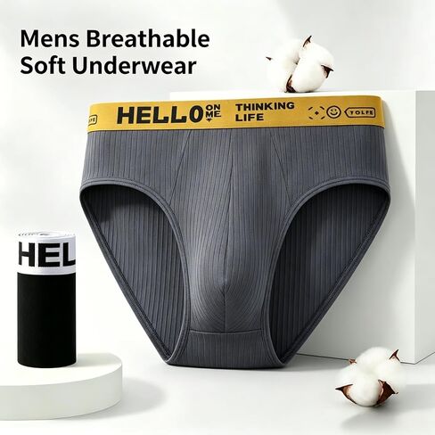 Mens Cotton Briefs,6-Pack Ultra Breathable Soft Mens Underwear Briefs With Pouch,Moisture Wicking in Kuwait