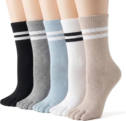 5 Pairs Women Toe Socks, Comfort Cotton Socks with Five Toes Separated for Running Hiking in Saudi Arabia