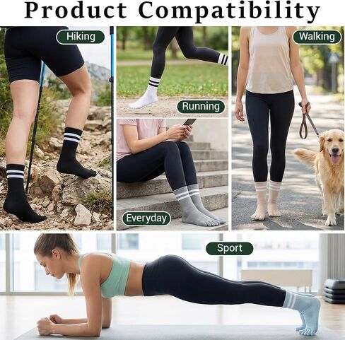 5 Pairs Women Toe Socks, Comfort Cotton Socks with Five Toes Separated for Running Hiking in Saudi Arabia