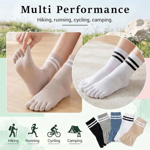 5 Pairs Women Toe Socks, Comfort Cotton Socks with Five Toes Separated for Running Hiking in Saudi Arabia