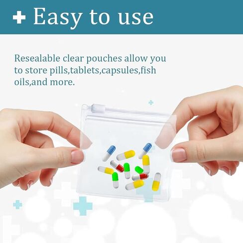 12PCS Pill Pouch Bags Zipper Pill Bag Set Reusable Pill Bag Clear Plastic Medicine Organizer Pouch Self Sealing Medicine Bag with Sliding Lock for Pills and Small Items EVA Medicine Bag in Kuwait