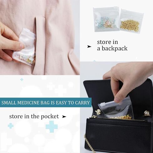 12PCS Pill Pouch Bags Zipper Pill Bag Set Reusable Pill Bag Clear Plastic Medicine Organizer Pouch Self Sealing Medicine Bag with Sliding Lock for Pills and Small Items EVA Medicine Bag in Kuwait
