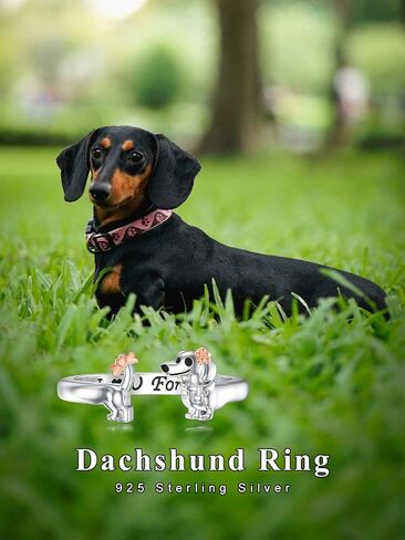 Dorunmo Dachshund خواتم 925 فضة Dachshund حلقة مفتوحة لطيف قابل للتعديل Wiener الكلب خواتم الحيوان مجوهرات هدايا للنساء عشاق الكلاب in Kuwait