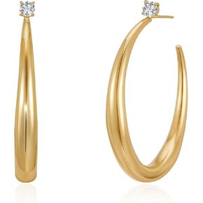 LOYATA Chunky Gold Hoop Earrings for Women-14K Gold Plated Big Thick Hoop Earrings Trendy Statement Large Earring Hoops Hypoallergenic Non Tarnish Jewelry for Women Gifts in Saudi Arabia