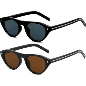 EYLRIM Retro Oval Cat Eye Sunglasses for Women Men Trendy Flat Top Narrow Cateye Shades UV400 Protection in Saudi Arabia