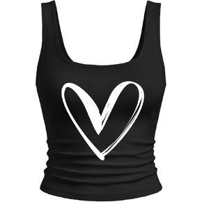 SOFIA'S CHOICE Women Graphic Tank Top Summer Fitted Square Neck Sleeveless Ruched Tops in Kuwait