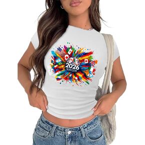 YHHR Soccer Cup 2026 USA Crop Top for Women USA Mexico Canada Flag Graphic Baby Tee Soccer Jersey Shirt Summer Tops in Saudi Arabia
