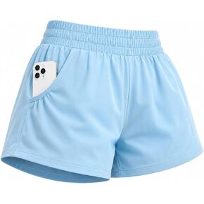 Women's High Waisted Running Shorts with Pockets & Liner, Breathable Athletic Gym Shorts Runs Large in Saudi Arabia