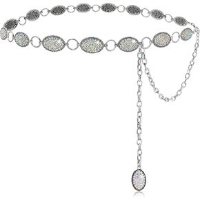 Bling Rhinestone Small Concho Belt, Silver Crystal, Western Cowgirl Style, for Women Dresses Accessories in Saudi Arabia