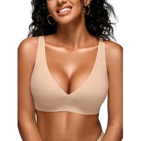 Wireless Seamless Bras for Women - S-XL Deep V Jelly Padded Bralette with Support, No Underwire Comfortable T-Shirt Bra in Saudi Arabia