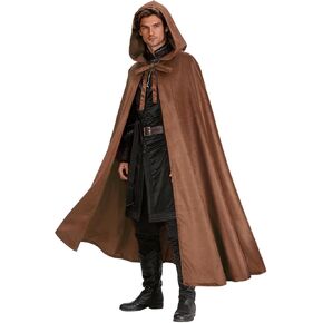 Medieval Velvet Hooded Cloak, Renaissance Cape with Hood Halloween Cosplay Costume Women Men in Saudi Arabia