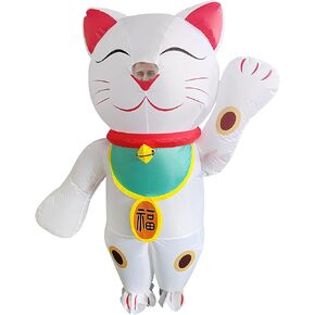 Inflatable Lucky Cat Costume for Adults,Full Body Blow Up Maneki-neko Fortune Cat Outfit for Halloween Chinese New Year Birthday Gift Parade Cosplay Party in Saudi Arabia