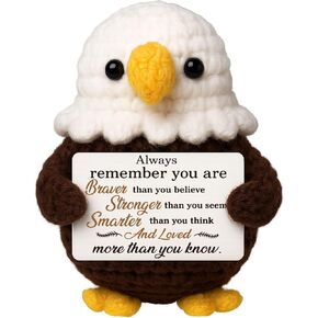 Positive Animals Crochet Bald Eagle Gift - Inspirational Decor for Boy Girl Best Friend - Eagle Scout Gifts with Card - Thinking of You Gifts for Women Men in Saudi Arabia