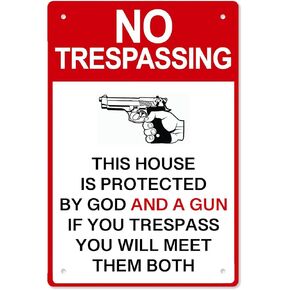 Private Property No Trespassing Sign - 8x12 Inch, Gun & God Protection in Saudi Arabia