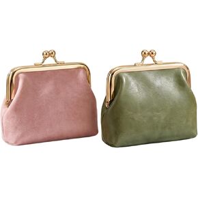 2PCS Vintage Coin Purse with Kiss Lock, PU Leather Change Purse for Change, Keys, Lipstick in Saudi Arabia