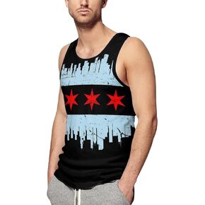 Zakqeik Chicago-City Flag Men's Classic Tank Tops Muscle Tee Sleeveless T-Shirt for Bodybuilding Running in Saudi Arabia