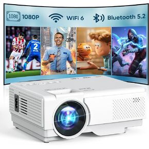 جهاز عرض مع واي فاي، ترقية 2021 7500 لتر [شاشة عرض 100 انش متضمنة] جهاز عرض للافلام الخارجية، يدعم مزامنة شاشة الهاتف الذكي بدقة 1080P بواسطة كيبل واي فاي/USB للترفيه المنزلي in Kuwait