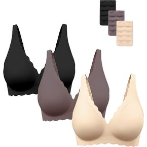 Gailife Seamless Bra Wireless Jelly Bras for Women No Underwire Comfort Push Up Bra Deep V Everyday Bra Adjustable Bralettes -HBHFH,L in Saudi Arabia