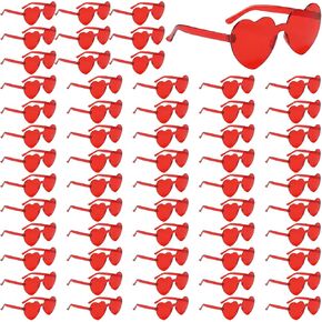 50 Pairs Heart Shaped Sunglasses Bulk, Candy Color Rimless Fun Red Heart Sunglasses Transparent Red Hearts Glasses for Bachelorette Summer Women Valentine Day Party Favors in Saudi Arabia